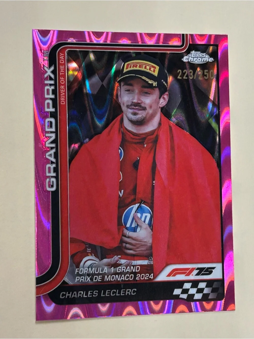 Charles Leclerc Grand Prix 2024 Pink Holo Racing Card